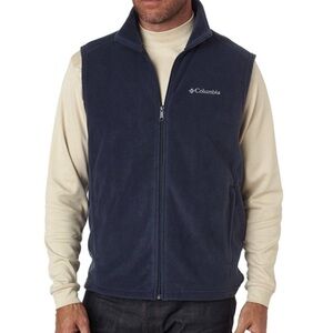 COLUMBIA Mens Navy Blue Fleece Vest | L